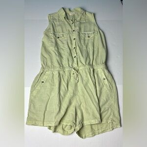 Aaron & Amber Women Large Shorts Romper Green New Tags Sleeveless Tencel Collar